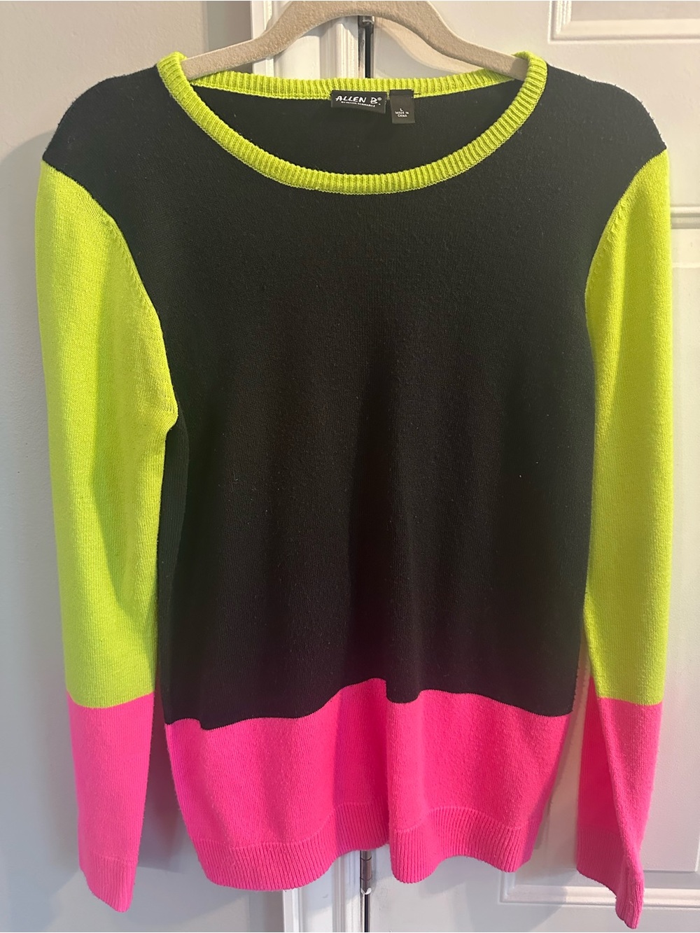 Allen B. Black Sweater with Neon Yellow Trim